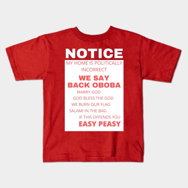 We Say Back Oboba Kids T-Shirt by DennisMcCarson